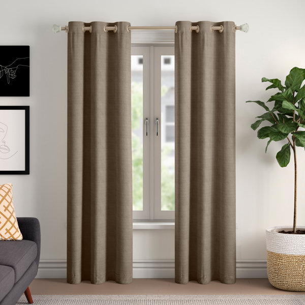Sauers Thermal Insulated Room Darkening Grommet Curtain Panel Ebern Designs Curtain Color: Warm White, Size per Panel: 40 W x 63 L