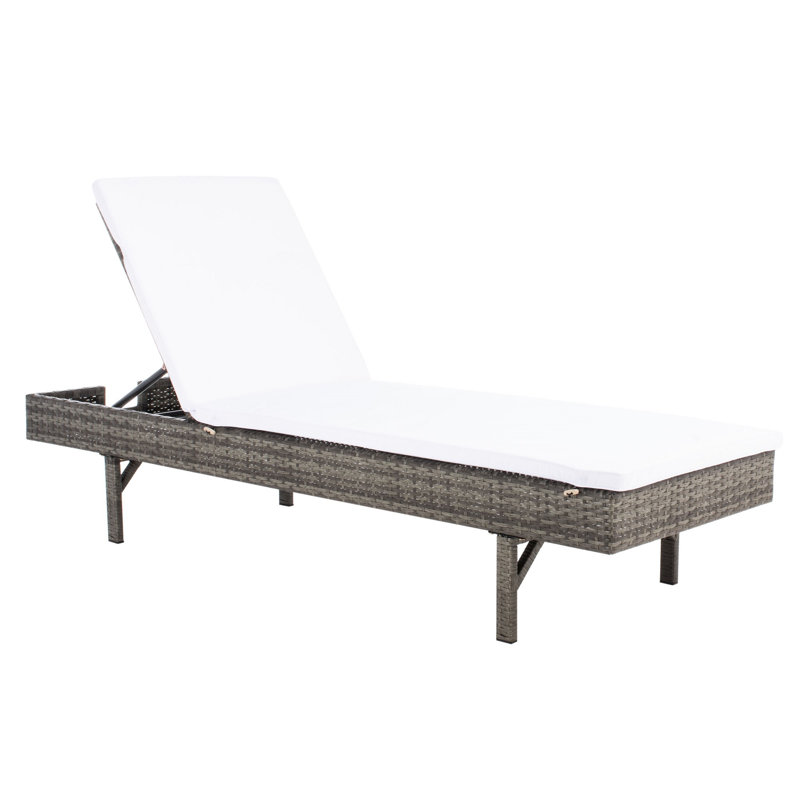 Chaise longue inclinable avec coussins Esmai, Structure grise / coussin blanc