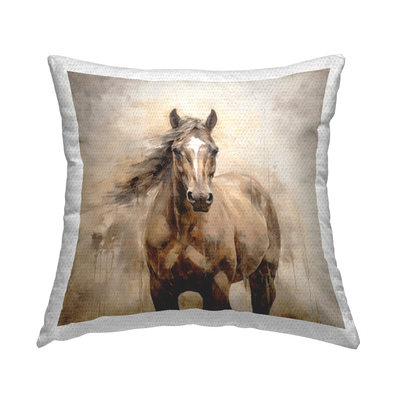 Coussin d'extérieur à imprimé cheval Horse with Modern