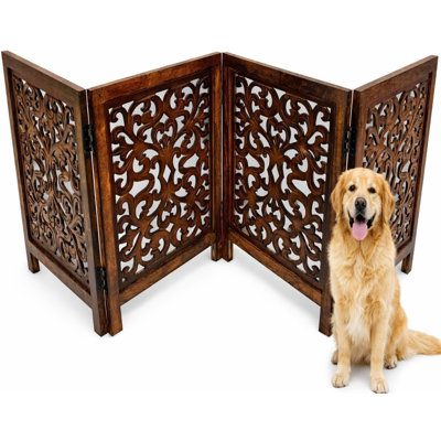 4-Panel Foldable Wooden Dog Gate