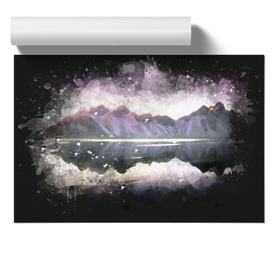View of the Black Sand Beach Iceland Paint Splash - Frameless Print
