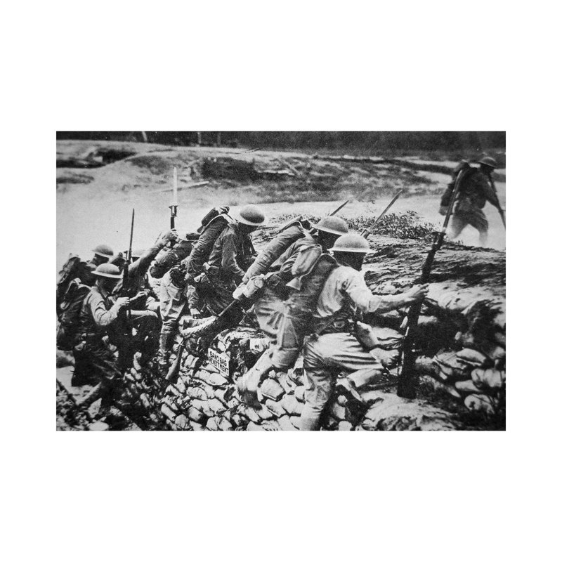 American Infantry In WWI Leaving Their Trench To Advance Against The Germans, 1918 - Wrapped Canvas Print