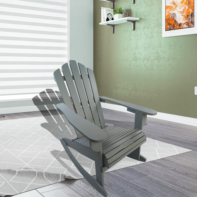 Chaise inclinable d'extérieur en bois gris - Confortable pour une utilisation prolongée Polyvalente pour la cour arrière Support de poids solide de 250 lb Assemblage simple