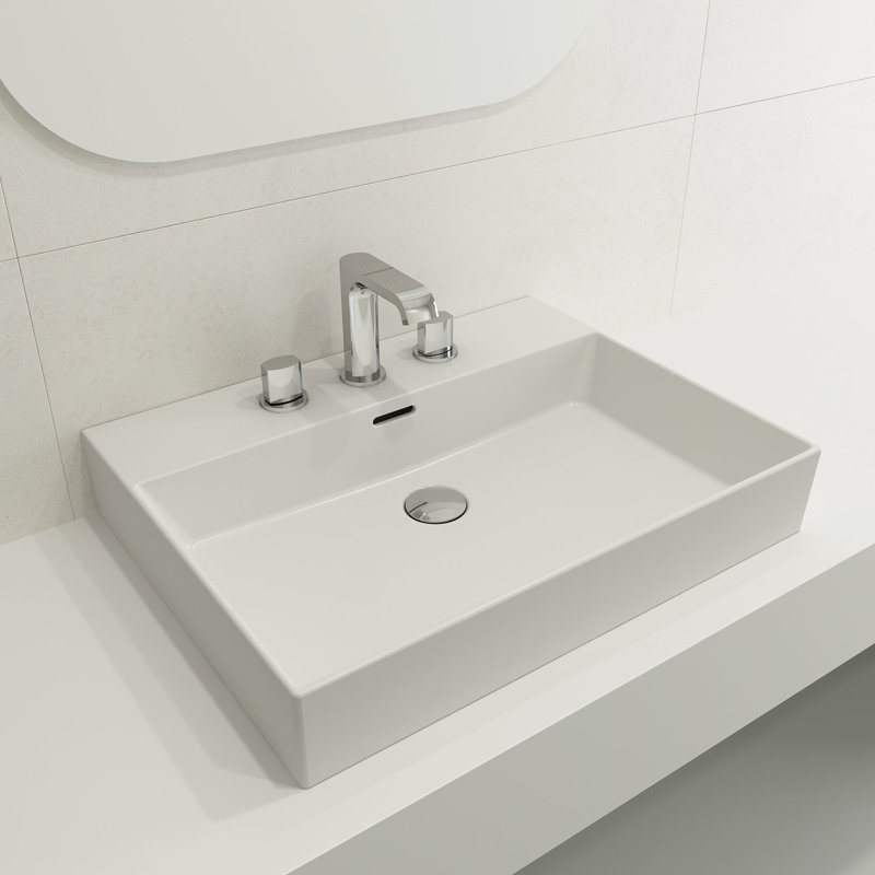 Milano 23.82'' L Bathroom Sink, Matte White, Single-Hole