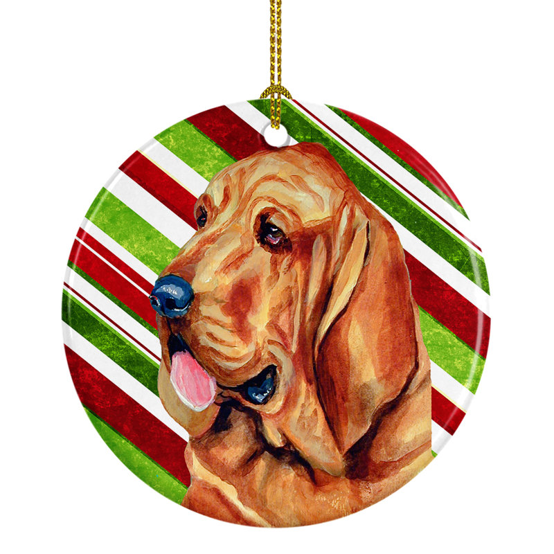 Ornement figurine suspendu en céramique de noël bloodhound