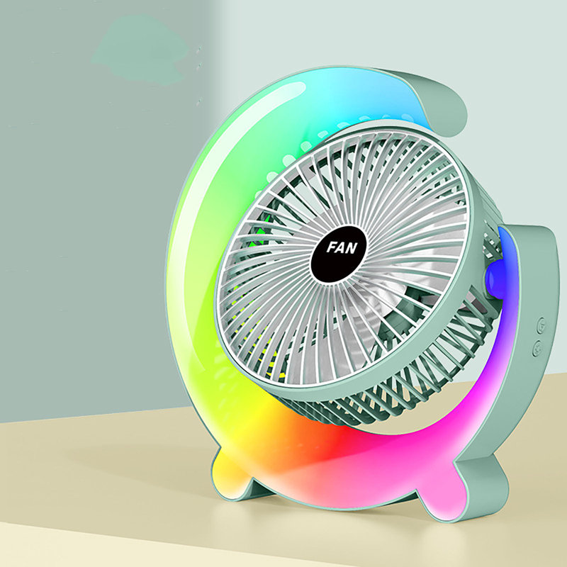 Kbndieu Colour Running Lamp USB Charging Home Desktop Fan, Green
