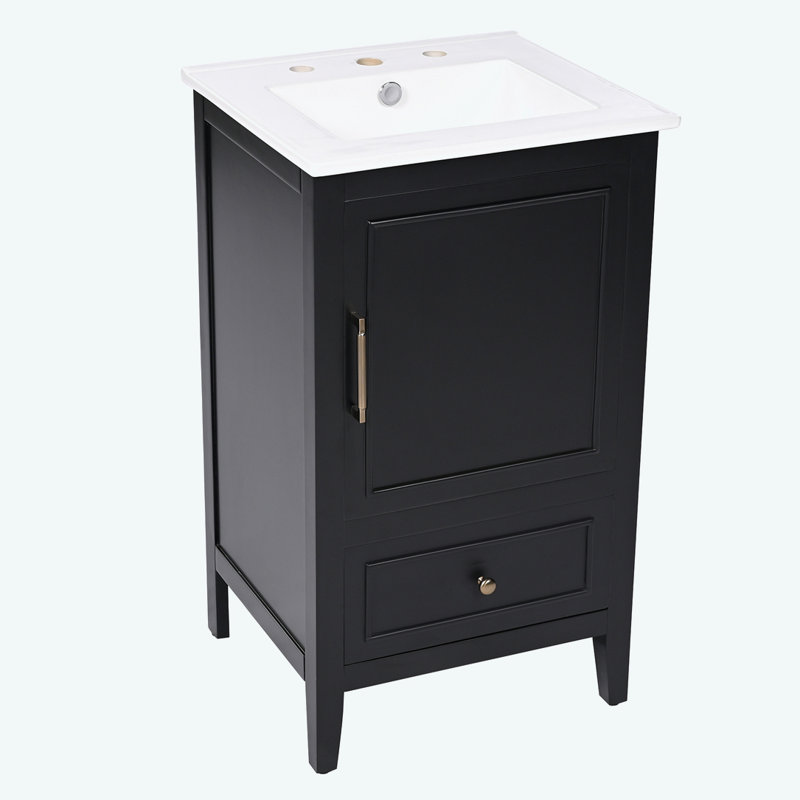 Meuble-lavabo de 20 po avec lavabo, Noir, noir, noir, noir