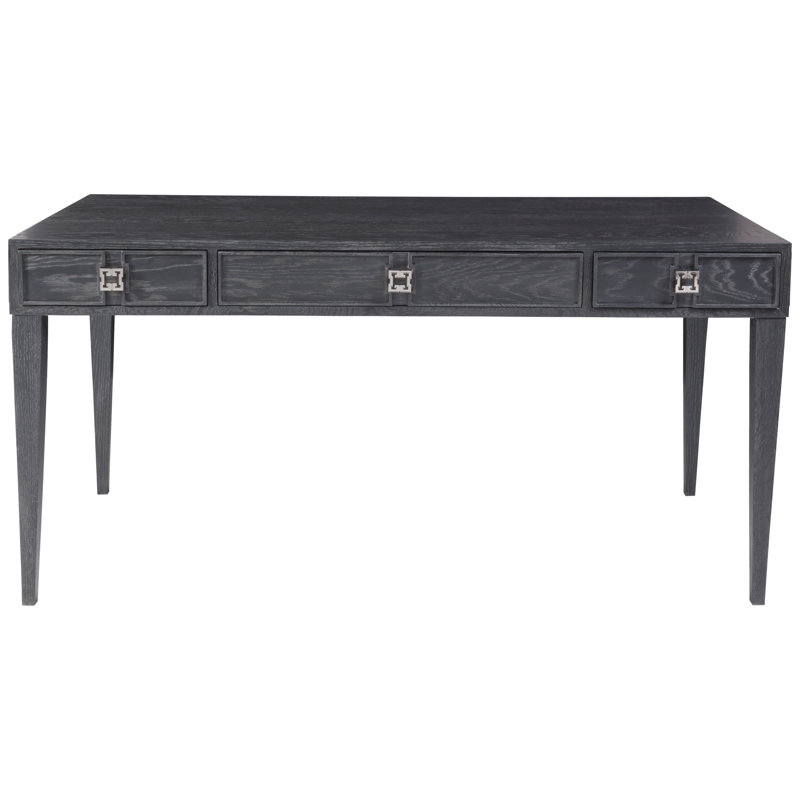 Anthracite Ceruse 60'' Traditional Home Office Desk with Brass Hardware