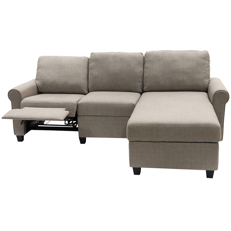Serta Copenhagen Reclining Sectional Sofa with Storage Chaise, Oatmeal, Right Hand Facing