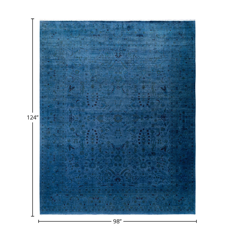 Tapis bleu nouvel âge 8 pi 2 po x 10 pi 4 po Dakera