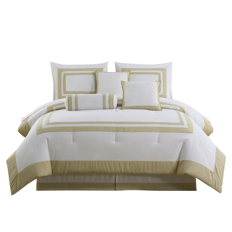 Hotel Style 7 Piece Comforter Set, Queen Comforter + 6 Additional Pieces, Navy/White