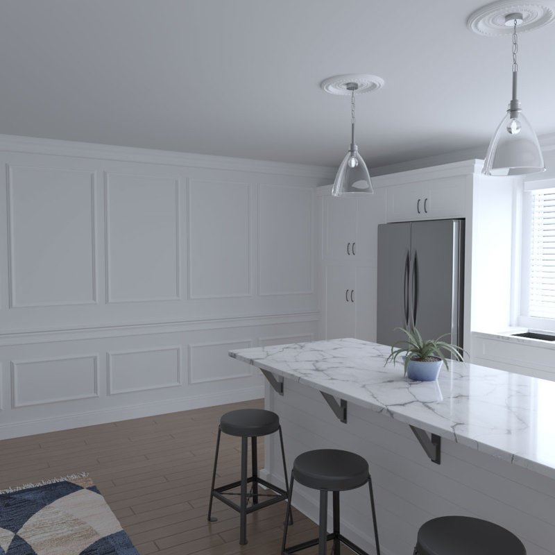 Adjustable White Polyurethane Ashford Square Panel Wainscot Kit