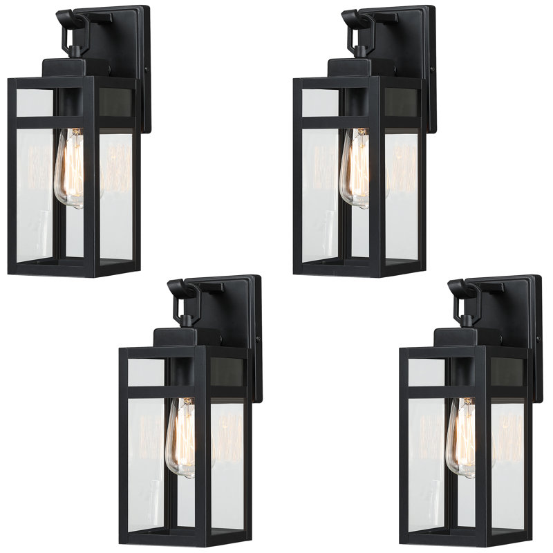 Matte Black Outdoor Wall Lantern, 35.3cm H x 12.7cm W x 12.7cm D