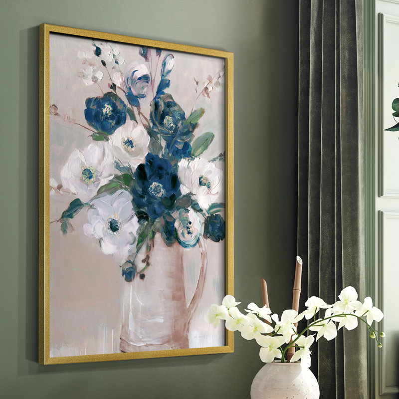 Touch of Teal Arrangement I, reproduction encadrée - bois massif, Or, H 20 po x l 16 po
