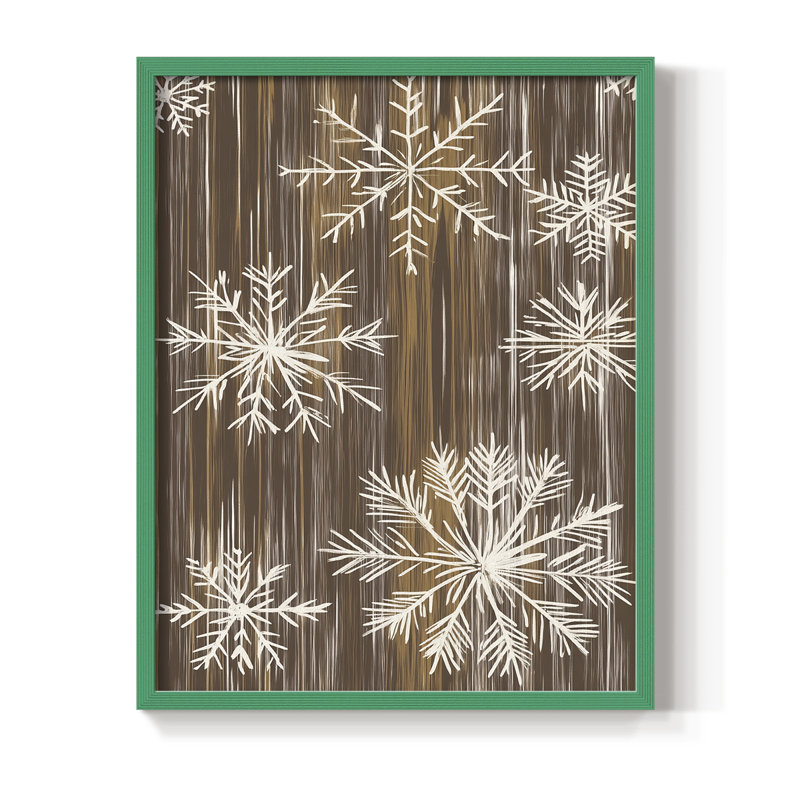 Impression de Noël des fêtes de Noël, encadré en bois massif, H 21 po x l 17 po, Vert