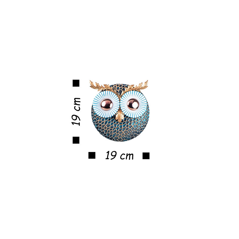 Décoration murale hibou, Bleu / cuivre / or
