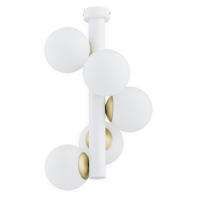 Deonte Semi Flush Mount, Matt White/Patina