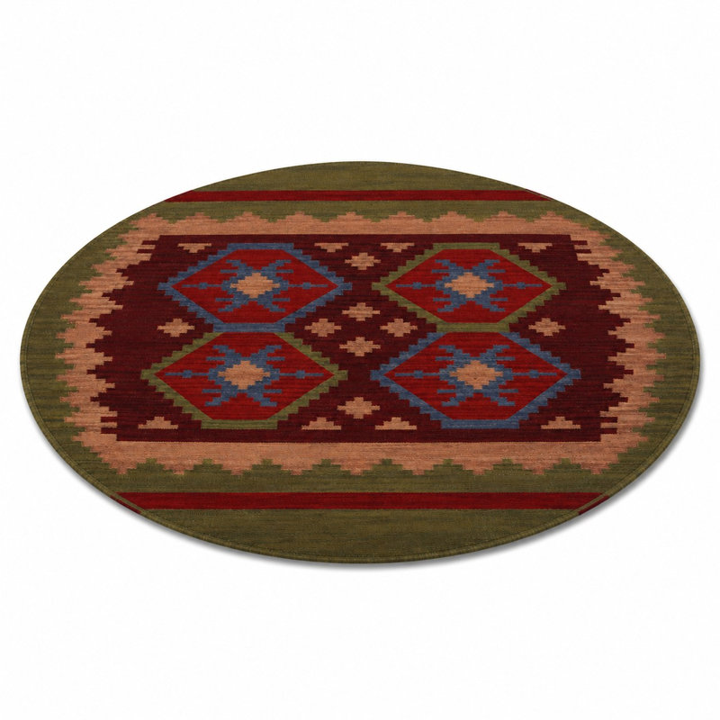 Tapis kilim en laine tissés à la main et à plat Alixia, Rond 8 pi
