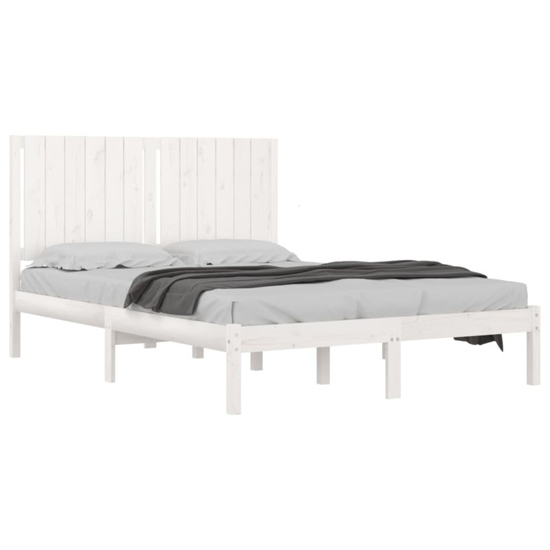 Bed Frame Solid Wood, white, 200 x 200 cm