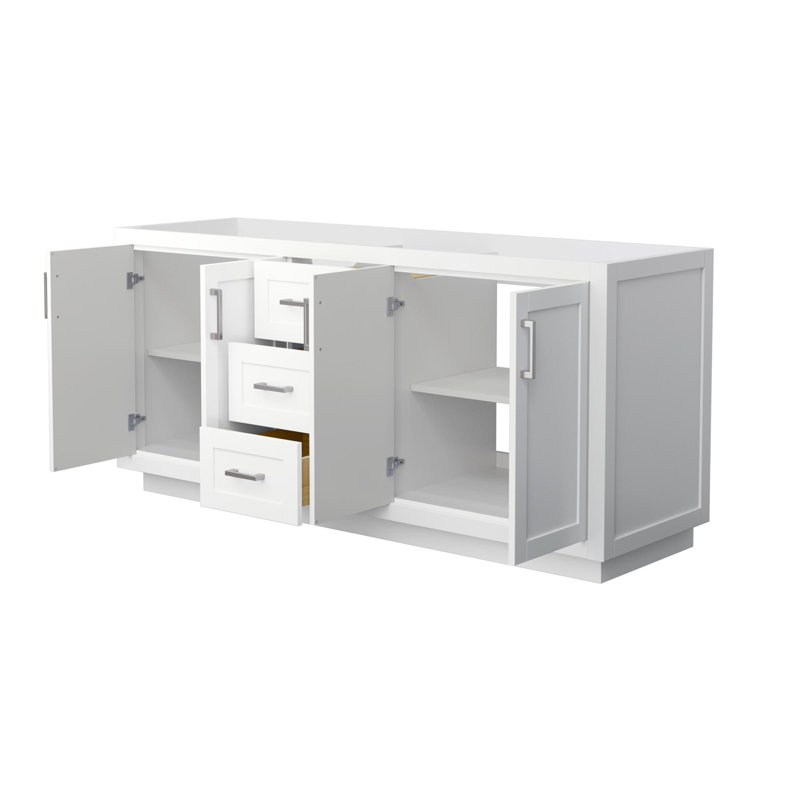 Miranda 72" White Double Freestanding Vanity with Brushed Nickel Hardware