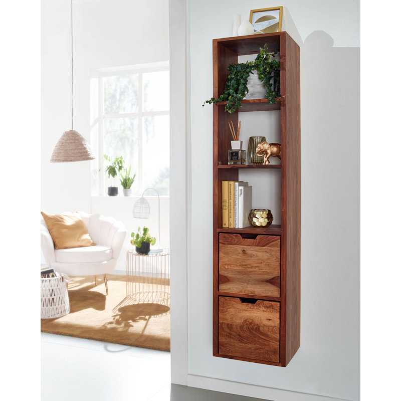 Belview 5 Piece Sheesham Solid Wood Floating Shelf with Drawer