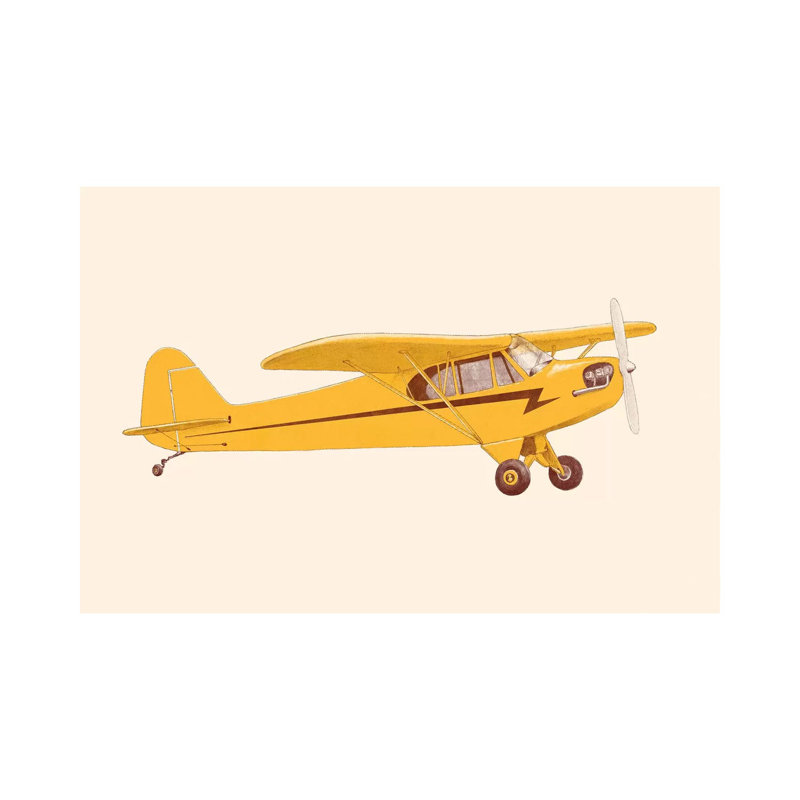 Little Yellow Plane by Florent Bodart - Painting on Canvas, Wrapped Canvas, 101.6cm H x 152.4cm W x 3.81cm D