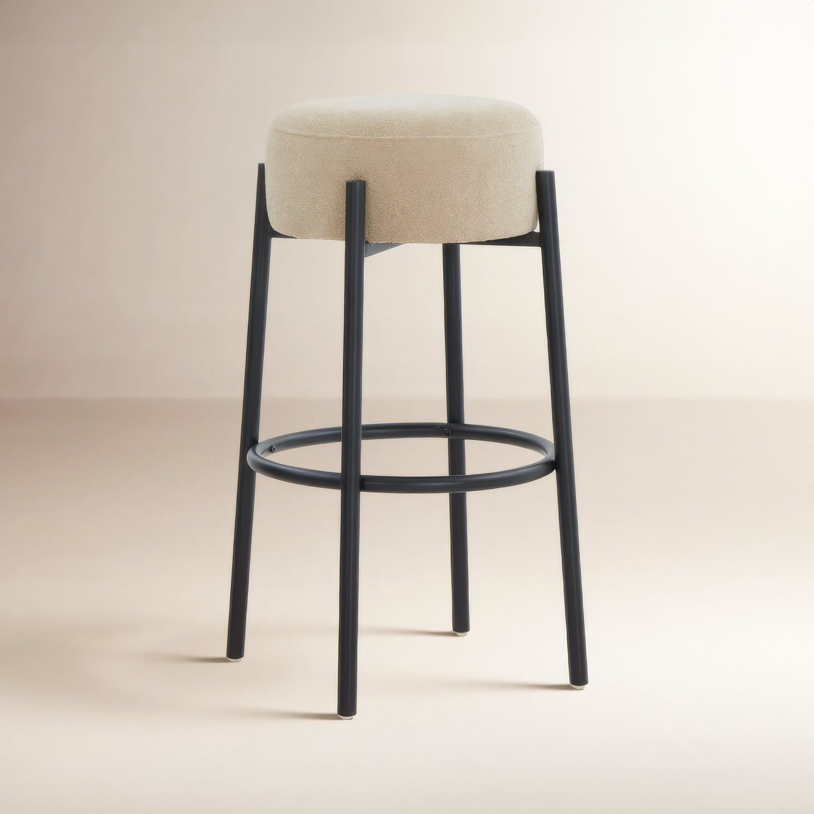 Colombe Metal Leg Bar & Stool, Bar Stool (30" Seat Height), Boucle-Tan