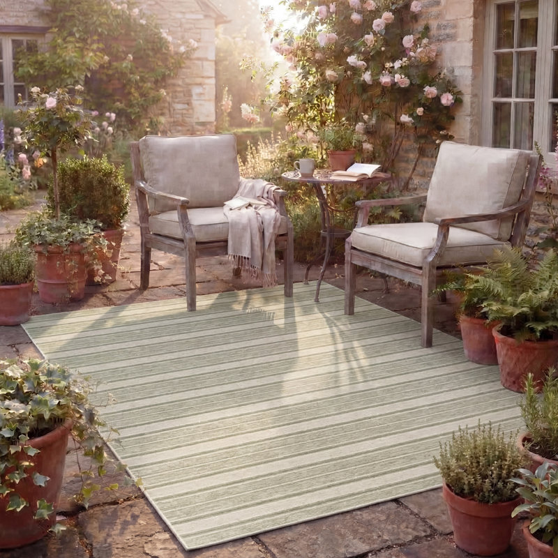 Laura Ashley Doreen Indoor Outdoor Area Rug, 8' x 10', Sage Green