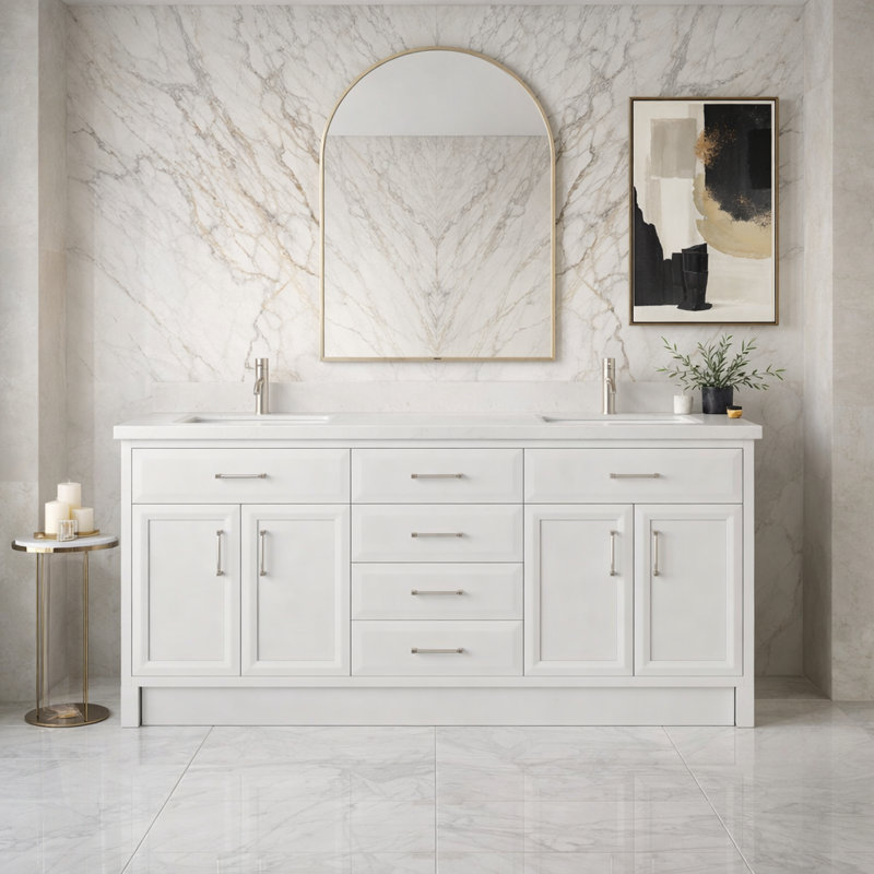 Ensemble de meuble-lavabo à simple cuve Capri III, Blanc, 72"
