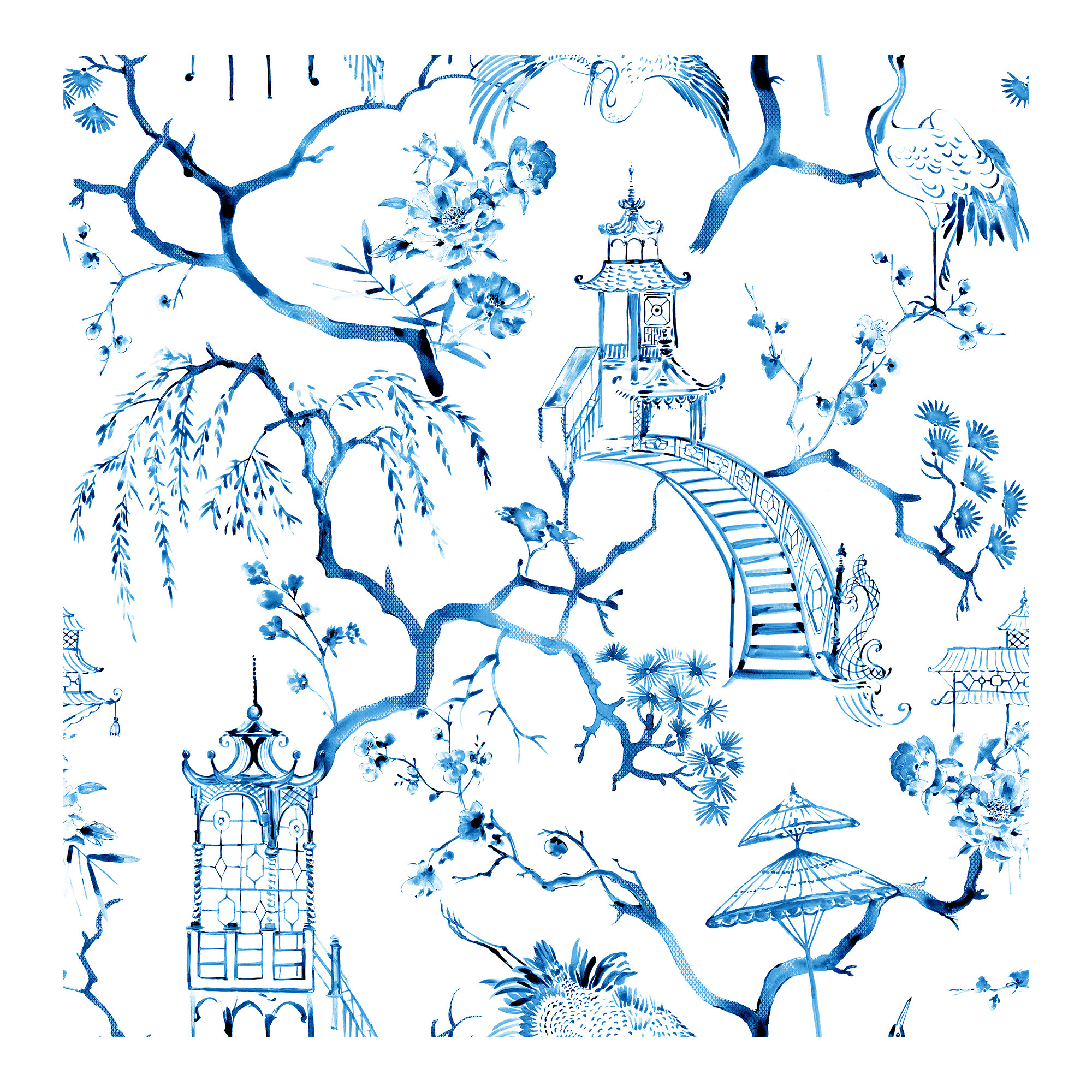 Breene NON-PASTED,UNPASTED Floral Wallpaper, Blue