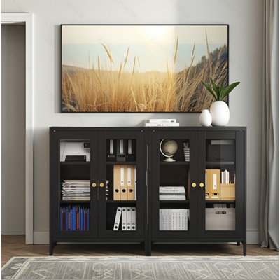 31.5-inch tall office storage cabinet, double-door metal storage unit, three-tier hall storage cabinet with adjustable shelves, bathroom cabinet, suit