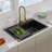 33" Drop-In Black Granite Composite Kitchen Sink with Accessories