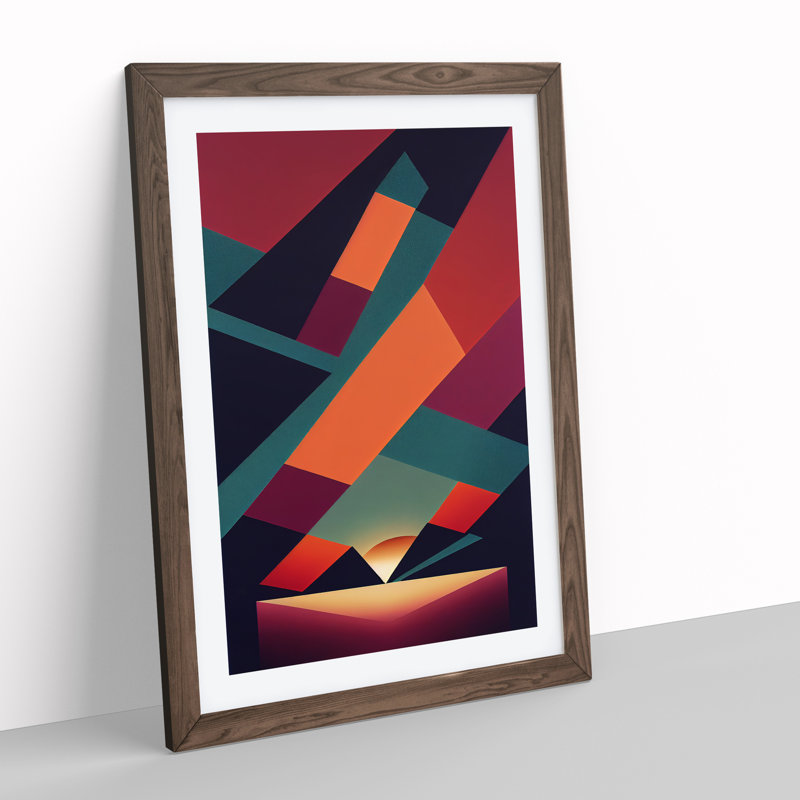 Incomparable Abstract Sunset - Wall Art, 46cm H x 34cm W x 2cm D, Walnut Framed