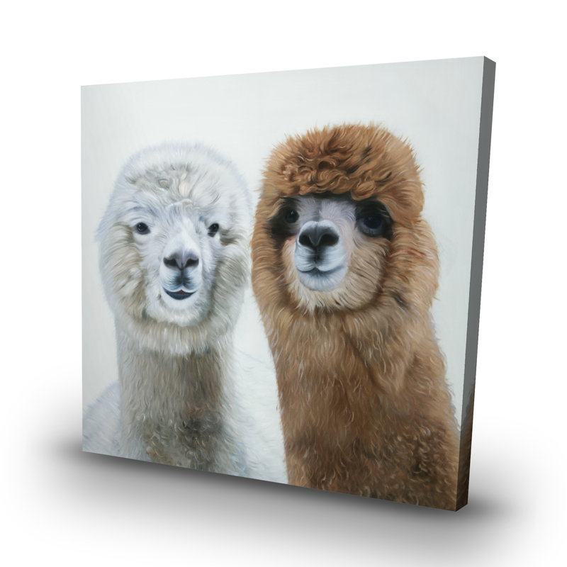 Two lamas - 32"x32" art on canvas