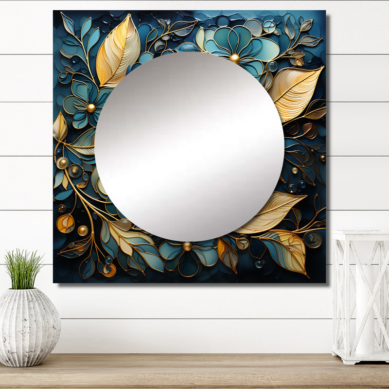 Adran - Miroir carré à feuilles pour décoration murale, 29 po x 29 po