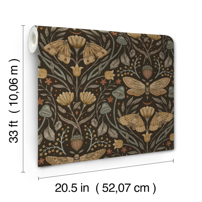 Mystic Moth Black Forest Magic Wallpaper, Black