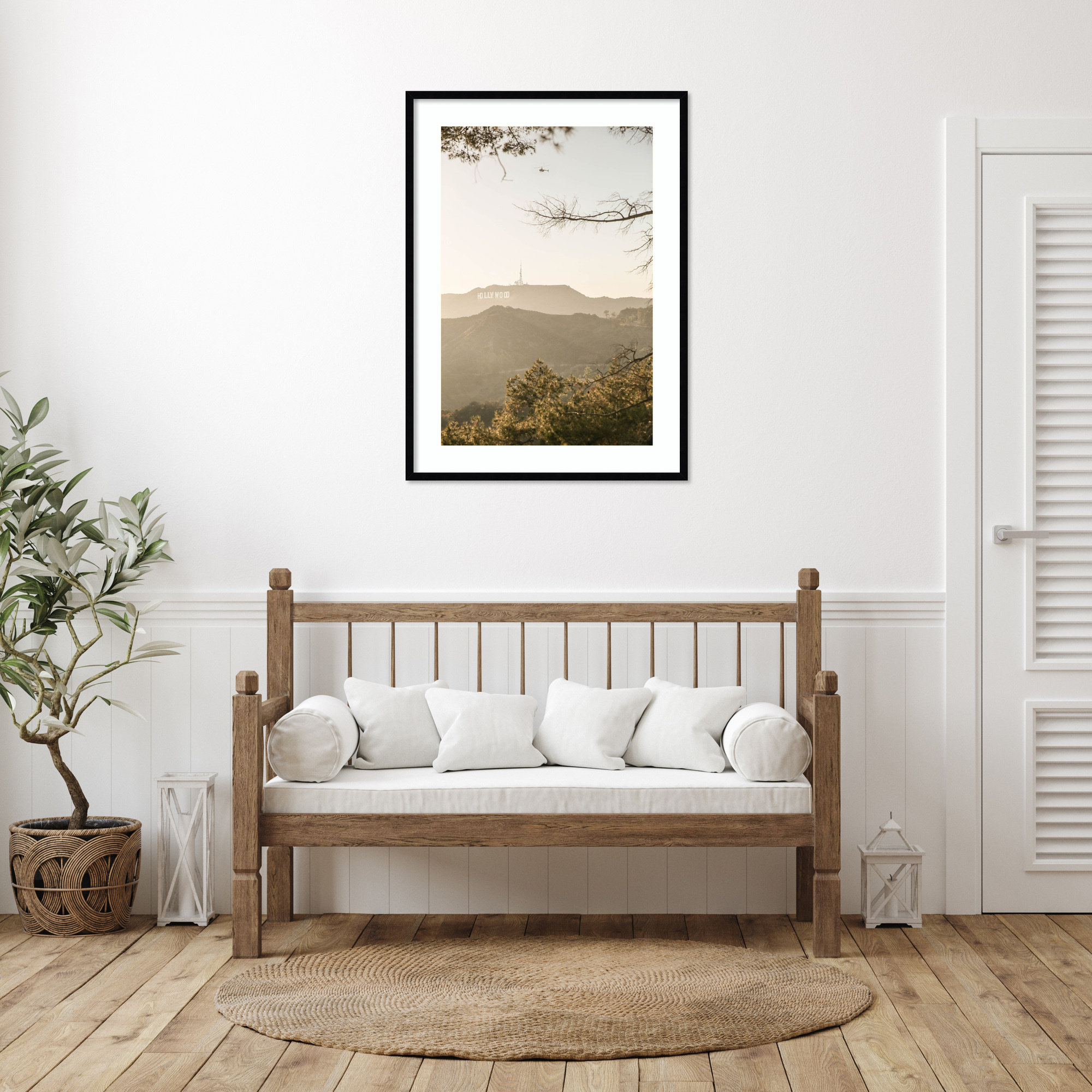 Hollywood Hills by Shot by Clint Wood Framed Wall Art Print, Black , 41" H x 30" W