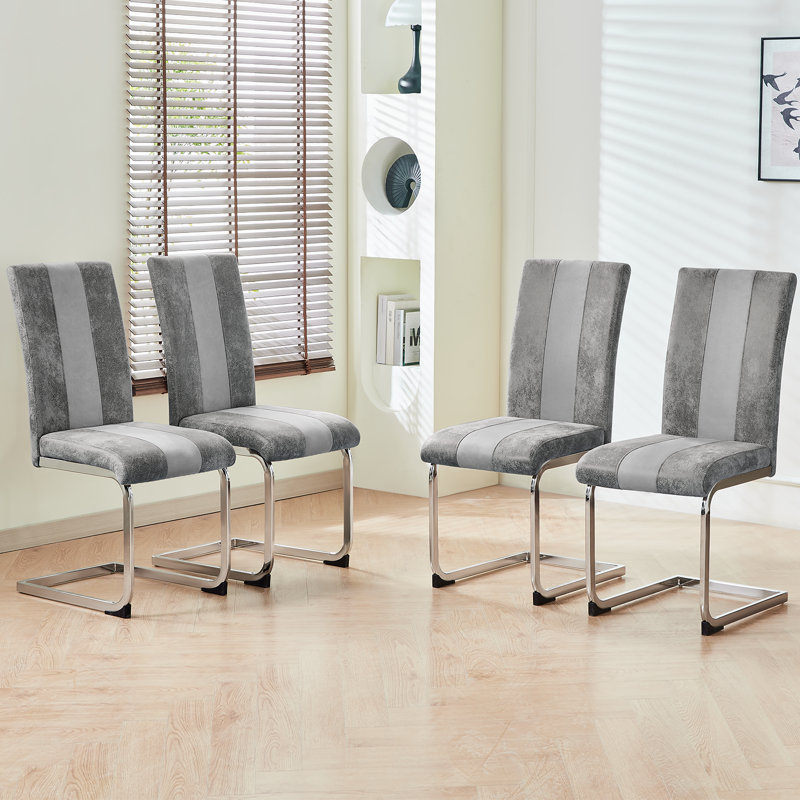 Shee Upholstered Armless Dining Chair, Light Grey