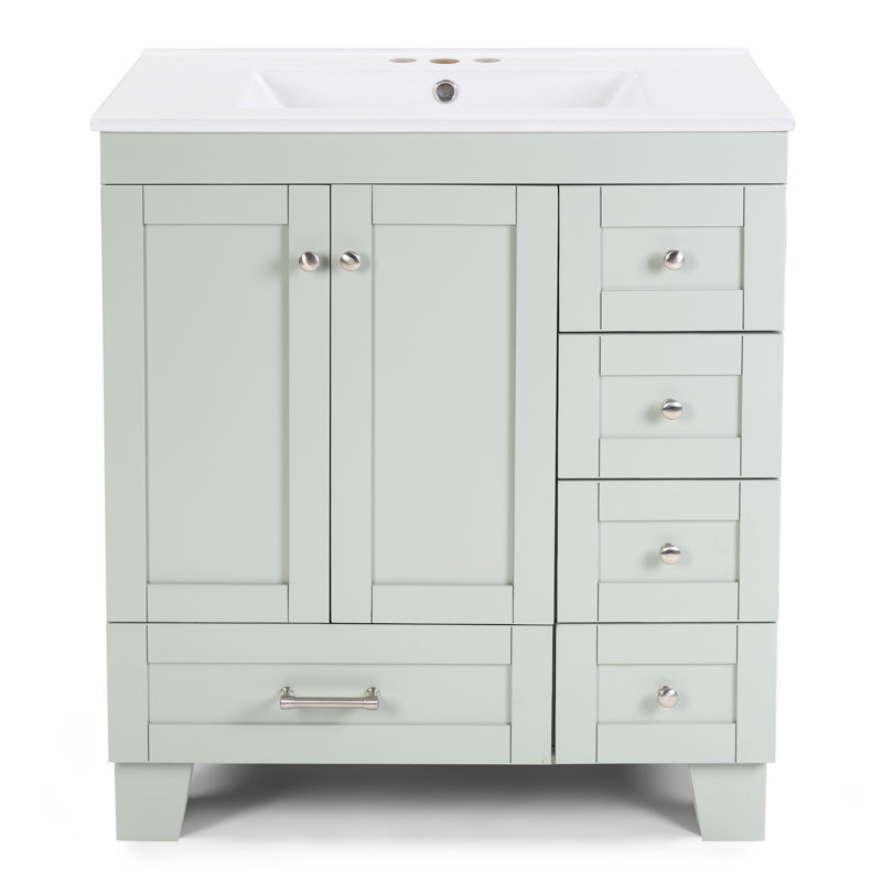 Meuble-lavabo 30 po avec lavabo en céramique, Bleu/gris
