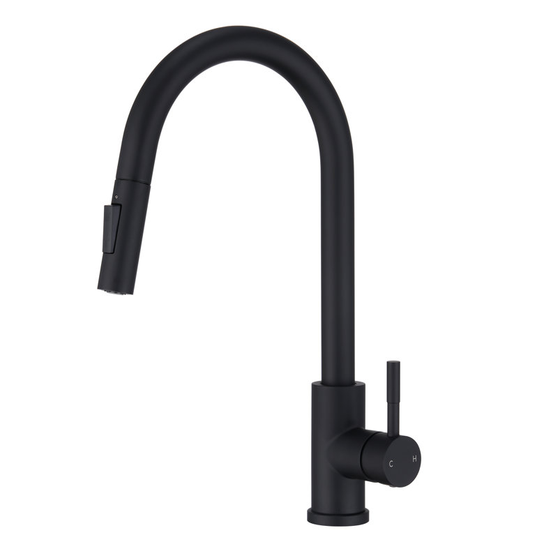 Mondawe Pull Down Kitchen Faucet, Matte Black