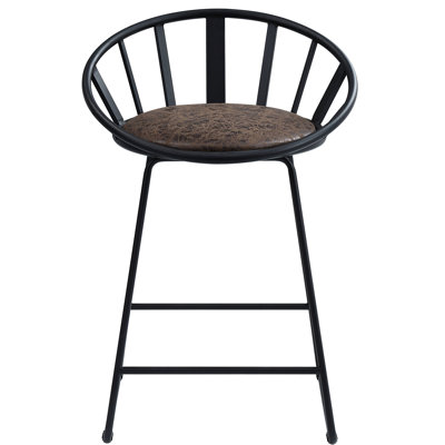 2 chaises d'appoint à hauteur de comptoir - brun et noir, conception de base de traîneau, revêtement en cuir confortable, chaise de soutien du dossier (2 pièces), base en métal, siège synthétique, ventilé