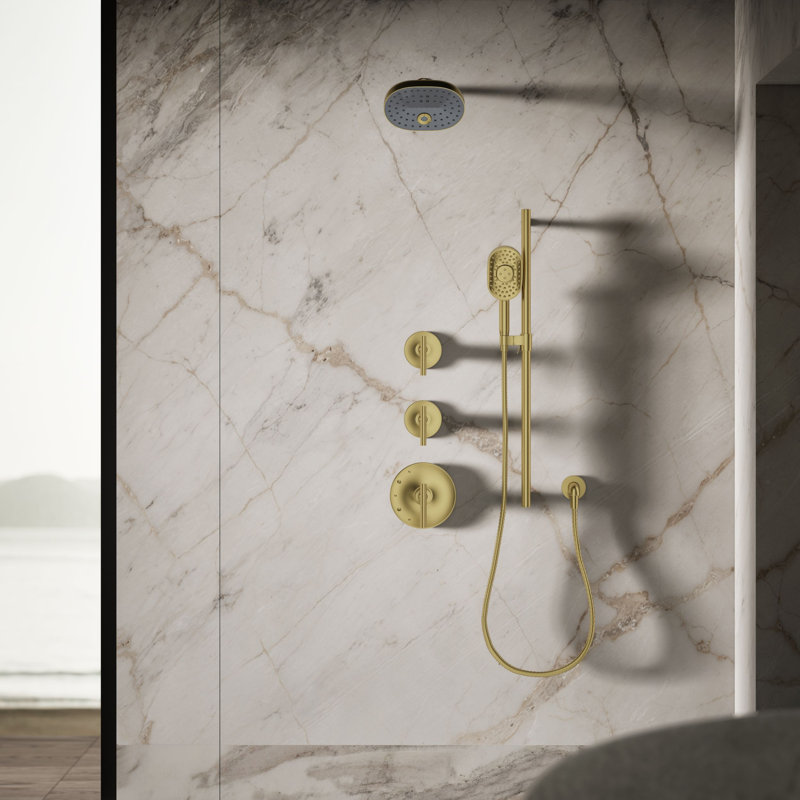 Statement™ Oval Multifunction Showerhead with Katalyst Air-Induction Technology, Vibrant Brushed Moderne Brass