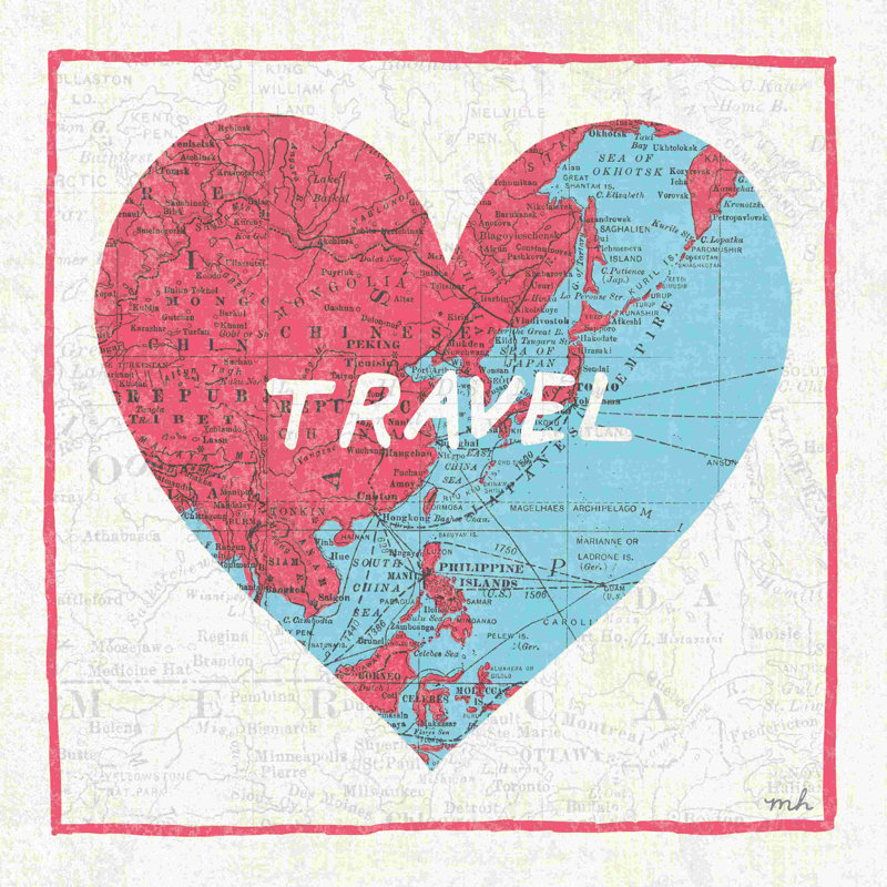 " Travel Map " by Moira Hershey, 12" W x 12" H