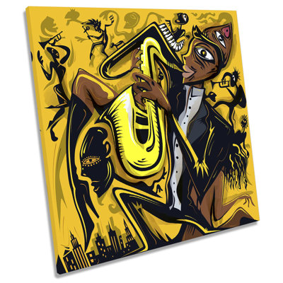 Z1661 Jazz Music Saxophone Player 1 Piece Wrapped Canvas Painting