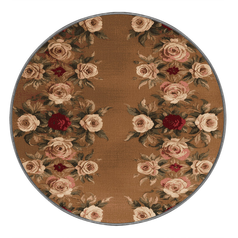 Tapis brun français lavable à la machine, Rond 4 pi