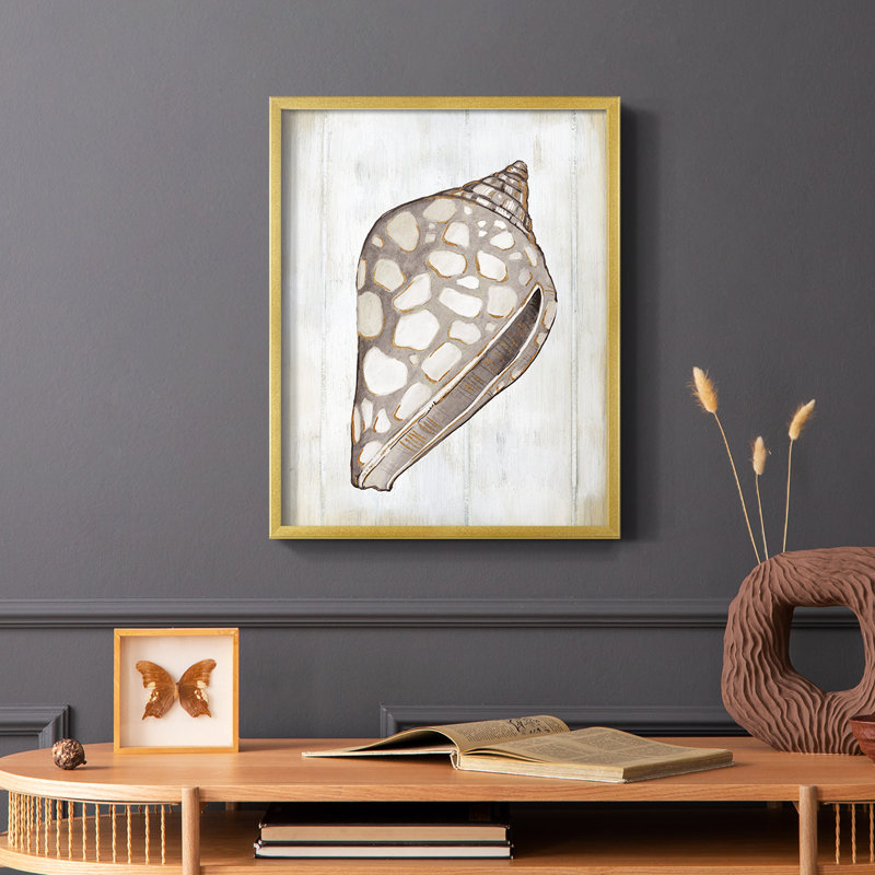 Ocean Cone I, reproduction encadrée - bois massif, Or, H 10 po x l 8 po