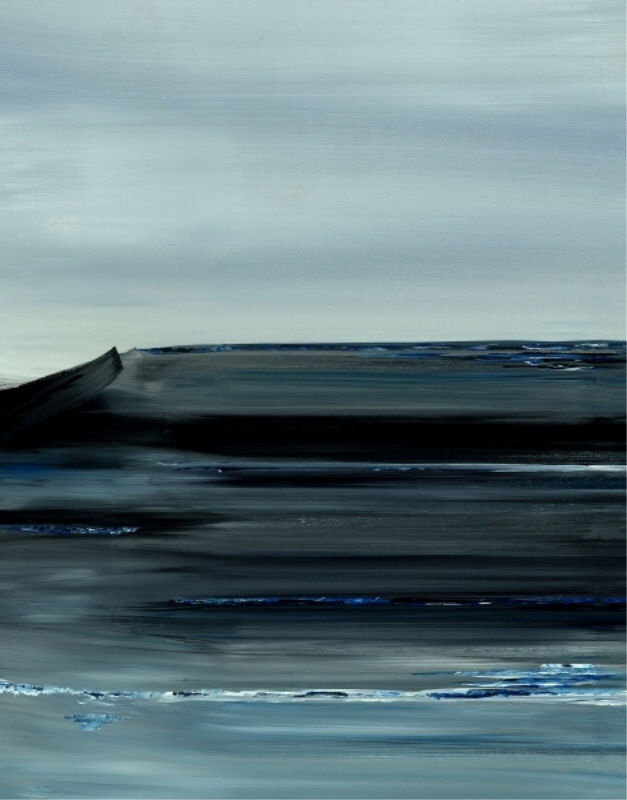 «Jouant le bleu» par Janice Aron - impression sur toile tendue, Extérieur, H 51 po x l 40 po x P 1,5 po