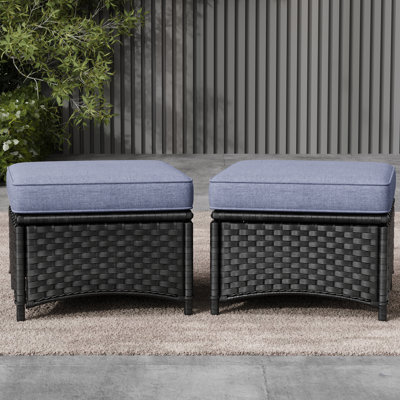 Layinsun Wicker Outdoor Patio Ottomans Set Of 2