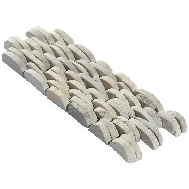 Nature Stacked Pram Gray Pebble Mosaic Tile, Pram Gray