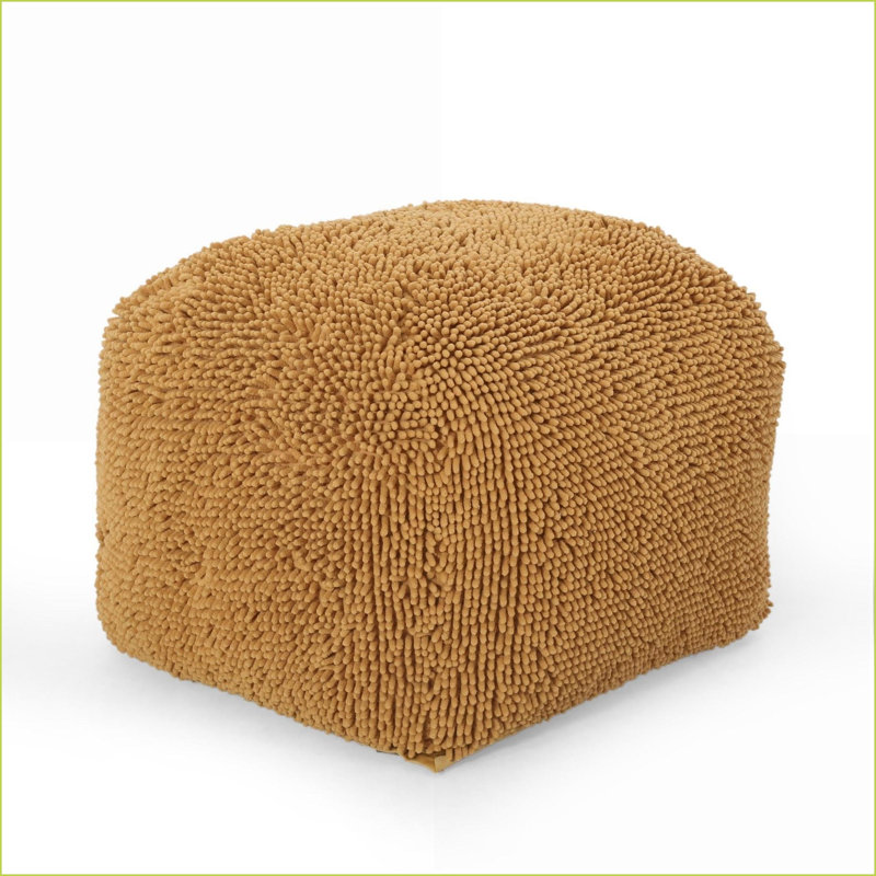 Pouf, siège décontracté très moelleux pour salon / chambre à coucher, entièrement assemblé | Jaune citron | Microfibre chenille